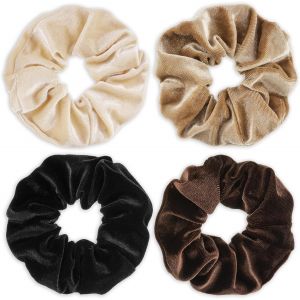 Lot De 4 Chouchous Jumbo En Velours Pour Femmes, Support De Queue De Cheval Doux, Couleurs Élastiques, Élastiques Et Tendance, Pour Filles, Adolescentes, Cheveux Bouclés, Épais Et Fins - Neuf