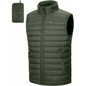 Doudoune Sans Manches Homme Gilet Ext&eacute;rieur Packable, Veste Matelass&eacute;e Et Chaude, Col Montant Manteaux, Blouson Convient &Agrave; La Randonn&eacute;e En Plein Air D&eacute;contract&eacute;e - Neuf