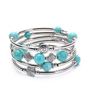 Wrap Bracelet Bohemian Beaded Bracelet Multicolor Turquoise Elastic Stackable Pendentif Bracelet Pour Femmes - Neuf