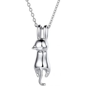 Kal-Collier Chat Argent 925, Collier En Argent Sterling, Pendentif En Forme De Croissant De Lune Et Chat, Collier Femmes Bijoux Pour Les Femmes Filles, Lune Pendentif Collier Bijoux Pour Femmes - Neuf