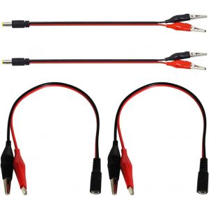 Lot de 4 Câbles Adaptateur Secteur 5,5 x 2,1 mm DC vers Pince Crocodile, Câble d'alimentation Jack mâle DC à Pince Crocodile, DC5.5*2.1 à Double Pince Crocodile (2 x DC mâle + 2 x DC femelle) - Neuf
