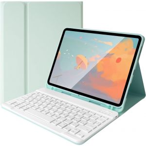 Étui Avec Clavier Pour Ipad Air 11"" (M3 2025/M2 2024) Et Air 4a/5a Gene Et Ipad Pro 11"" (1a/2a/3a/4a), Disposition Italienne Qwerty, Avec Fente Pour Stylo Stylo, Vert - Neuf