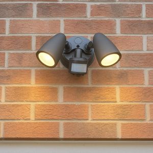 Asfasfq-Applique Murale D'extérieur Noire À Double Projecteur Led, 2 Spots De Sécurité Réglables Pour Garage Et Abri De Jardin Éclairage (Noir Pir) - Neuf