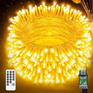 Jgd-Guirlande Lumineuse Intérieur Exterieur Led Noel - 25m 200 Led Guirlande De Noel Avec Télécommande Et Minuterie 8 Modes D¿Éclairage Étanche Ip44 Décoration Festivals Mariages, Blanc Chaud - Neuf