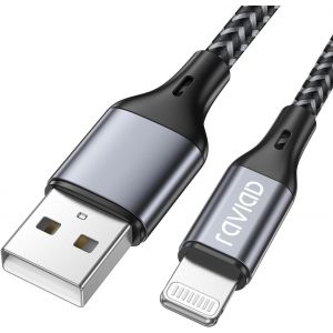 KALANKA-C&acirc;ble iPhone Chargeur iPhone, [Certifi&eacute; MFi] Fil Lightning Nylon Tress&eacute; Ultra R&eacute;sistant pour iPhone 13/12/11/Pro/X/XS/XR/8/8 Plus/7/7 Plus/6s Plus/6/6 Plus/SE/5s/5-1.8m/6ft Gris - Neuf