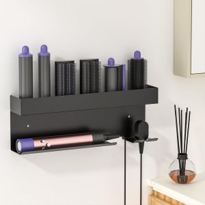 KALANKA-Support Seche Cheveux et Lisseur, Acier Inoxydable Support seche Cheveux sans percage, Porte Seche Cheveux Mural pour Rangement Accessoires Styler Curling Appareils Applicable à La Salle De B - Neuf