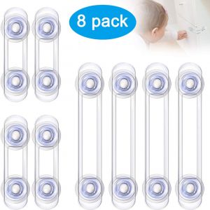 Lot De 8 Verrous De Securite Pour Enfants, 2 Tailles, Transparents, Pour Armoires Et Refrigerateurs - Neuf