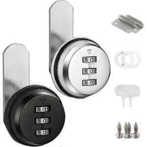 2 pièces serrure de boîte aux lettres,serrure de code,serrure de placard,serrures de boîte de 25 mm,serrure de porte,serrure de code,serrure de meubles,serrure à combinaison à 3 chiffres (argent et no - Neuf