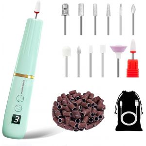 Nsiecd-Ponceuse Pour Ongles Sans Fil Professionnel &Eacute;lectrique Portable Kit De Manucure Et P&eacute;dicure 12 En 1 Usb Rechargeable 20000 Rpm Portable R&eacute;glable Verte - Neuf