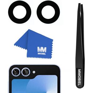 Lentille en Verre pour Cam&eacute;ra Arri&egrave;re Compatible avec Samsung Galaxy Z Flip6 - Vitre Appareil Photo - Inclus Double Face Adh&eacute;sif, Pincettes et Chiffon - Neuf