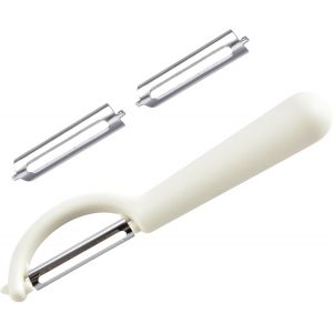 Set D'&eacute;pluchage,Eplucheur L&eacute;gumes + 2 Acier Inoxydable Lames,&Eacute;plucheur Universel,&Eacute;conome Legumes,Eplucheur Pomme De Terre Pour &Eacute;plucher Pommes De Terre,Carottes,Legumes Et Fruits(Blanc) - Neuf