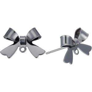 Kal-12 Boucle D'oreille &Agrave; Tige En M&eacute;tal Noir De 11x16mm En Forme De Noeud Avec Tiges En Boucle Pour La Fabrication De Bijoux Diy - Neuf