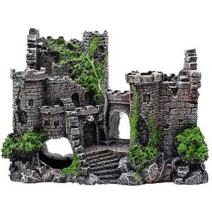 D&eacute;coration D'aquarium En R&eacute;sine, Grotte En Forme De Ch&acirc;teau Ancien, Pour Aquarium. Accessoires Pour Aquarium - Neuf