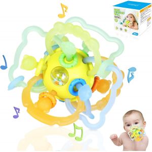 Eryi-Jouet Bebe 3 6 Mois,Silicone Anneau Dentition Bebe Refrigerant Educatif Jeux Montessori Eveil Bebe 0 3 6 Mois,Hochet Bebe 0-3 Mois Balle Sensorielle Bebe Eveil,Cadeau Naissance,Vert Frais - Neuf
