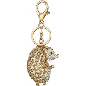 Kal-Porte-Clés En Forme De Hérisson Étincelant Avec Strass Et Pendentif En Forme D'animal Doré, Jaune, Dimensions : 6 X 5 Cm - Neuf