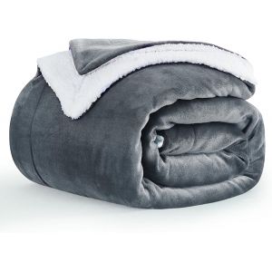 JGD-Plaid Canape Polaire en Sherpa - Couverture 150x200 Jete de Canape Hiver, Plaid Canap&eacute; 150 x 200 Gris Fonc&eacute; Mouton 2 Personnes Doux et Chaude - Neuf