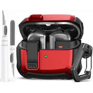 LORANKA-AhaStyle Coque Samsung Galaxy Buds3/Buds3 Pro/Buds 3 FE (2025) avec Clip de Verrouillage S&eacute;curis&eacute; Housse Etui de Protection Antichoc avec Kit de Nettoyage Compatible avec Samsung Galaxy Buds3 - Neuf