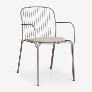 Pack de 4 chaises de salle &agrave; manger avec accoudoirs en acier Anerina Moka Brown - Neuf