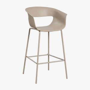 Tabouret De Jardin Haut En Polypropyl&egrave;ne Et Acier Alanys Moka Brown &iquest;75 Cm - Neuf