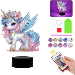 Kal-Diamond Painting Veilleuse, Décoration De Table, Animaux, Peinture Diamant, Lampe De Chevet, Lampe De Table Led, Kit De Décoration À Faire Soi-Même, Lampe De Peinture Diamant 5d Pour Enfants, Cad - Neuf