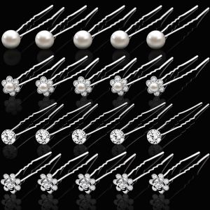 Kal-20 Pièces Épingle À Cheveux De Mariage En Strass, Pinces À Cheveux En Strass Avec Perles De Mariée En Forme De U, Accessoire Cheveux Mariage Pour Les Mariées Demoiselles D'honneur Femmes - Neuf
