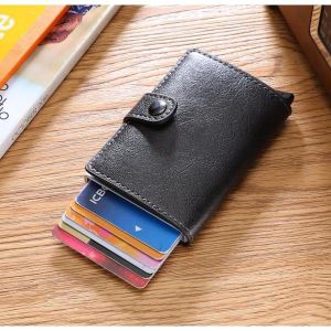 Noir carte RFID sac (cuir véritable) - Neuf