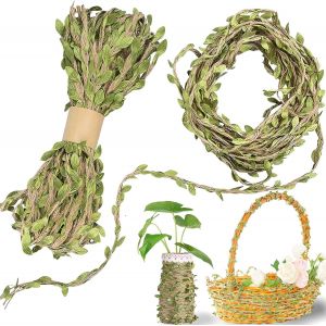 Kal-Vignes Artificielles,20 Mètres Feuilles De Lierre De Feuillage,Ficelle De Jute Naturel Avec Feuille Artificielle Ruban En Feuille De Jute Pour Décoration De Mariage,Maison,Jardin (2 Rouleaux) - Neuf