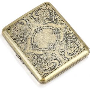 Étui à cigarettes vintage (fleur), boîte de rangement en métal pour homme, peut contenir 20 pièces - Neuf