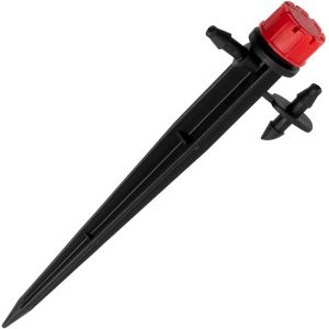 - Lot de 10 goutteurs d'irrigation réglables sur piquet avec connecteur amovible débit 0-70 l/h pour tuyau de micro-irrigation Ø6mm couverture à 360° - émetteur goutte à goutte - en plastique - Neuf