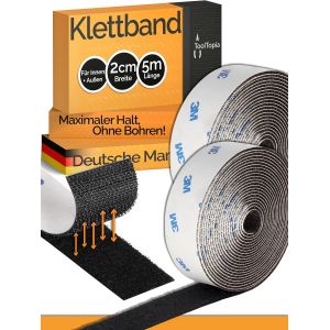 Scratch autocollant double face-int&eacute;rieur & ext&eacute;rieur 20mm x 5m noir (adh&eacute;sif 3M)|Bande adh&eacute;sive|Tableau,bricolage,couture,maison|Qualit&eacute; pro - Neuf