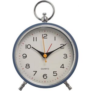 Réveil analogique silencieux, réveil matinal, réveil de chevet, petit réveil sans tic-tac à piles, réveil de voyage avec alarme lumineuse pour voyage, chambre, bureau (bleu) - Neuf