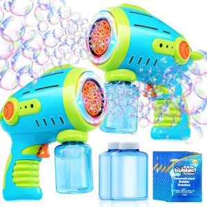Eryi-Lot De 2 Pistolets À Bulles Lumineux Pour Enfants De 4 À 8 Ans, Avec Solution De Recharge À Bulles, Plus De 10 000 Bulles, Pistolet À Bulles À 10 Trous Pour Tout-Petits, Jouet D'extérieur, - Neuf