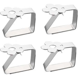 Pinces À Nappe En Acier Inoxydable 4 Pièces Motif Fleur Support De Nappe L'épaisseur De La Table Ne Fait Pas - Neuf