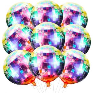 9 Pièces Ballon Disco Multicolore, 22 Pouces Ballon Aluminium 4D, Décorations De Fête Disco, Ballons Helium Pour Anniversaire Thème Disco Carnaval 70 80 90 Fête - Neuf