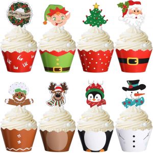 96 pièces de décorations de fête de Noël pour cupcakes de Noël - Neuf