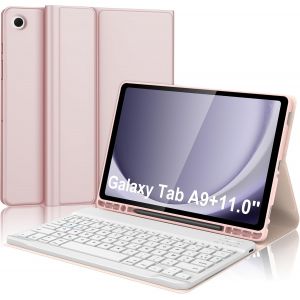 Clavier Pour Samsung Galaxy Tab A9+ 11 Pouces 2023, &Eacute;tui Clavier Pour Samsung Tab A9 Plus Magn&eacute;tique D&eacute;tachable Azerty Layout Fran&ccedil;ais Bluetooth, Rose[Z734] - Neuf