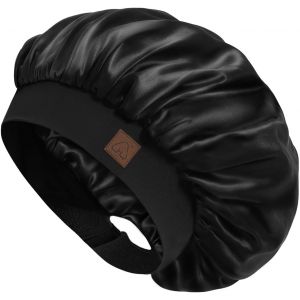TIANYI-Bonnet Satin Soie Cheveux Nuit pour Femme Homme - Bonnet pour Cheveux Bouclés Naturels - Large Bande réglable - Double Couche - Neuf