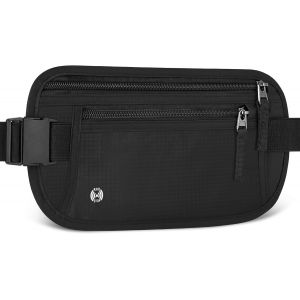 KALANKA-Sac Banane de Voyage avec RFID Blocage, Sac Banane de Antivol Ultra Fin pour Homme Femme, Ceinture de Voyage de S&eacute;curit&eacute; Invisible R&eacute;glable pour Telephone, Passeport, Esp&egrave;ces, Carte de Cr&eacute;dit - Neuf