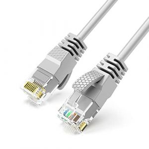 KAL-Ultra-Mince, Câble Ethernet Fil Lan Internet Haut Débit Cat6, Ethernet Cable 1Ghz Gigabit Rj45 Responsable Réseau Cordon De Raccordement (1M, Gris) - Neuf
