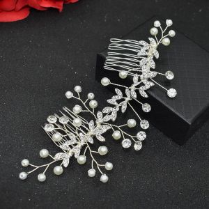 Un Peigne À Cheveux Double En Argent Pour Coiffure De Mariée Européenne Et Américaine/Accessoires De Cheveux Décoratifs En Perles De Strass/Peigne Décoratif Latéral - Neuf