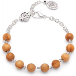 Eryi-Bracelet Chapelet Religieux En Perles En Bois D'olivier Avec Médaille Du Saint-Esprit - Idéal Comme Cadeau Religieux - Neuf