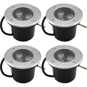 Lot De 4 Spots Led Encastrables D'extérieur - Blanc Chaud, 3 W, Ip65, Ronds, 270 Lumens, Éclairage Pour Jardin, Allée, Cour, Garage, 220 V Ca 85-265 V - Neuf