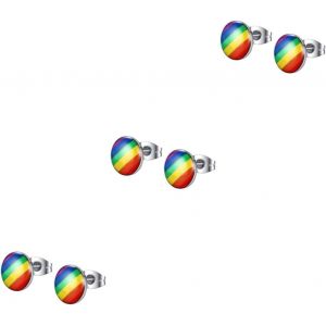 Chenquansarl-Lot De 3 Boucles D'oreilles En Acier Inoxydable Pour La Fierté Gay Et Lesbienne - Hypoallergénique - Cadeau Pour Homme Et Femme (2 X 1 Cm), 2x1cm, Acier Inoxydable, Pas De Gemme - Neuf