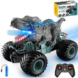 KAJGL-Voiture Telecommandé Enfant,Dinosaure Jouet Télécommandé Camion Tout Terrain Avec Lumières Sonore,Voiture Enfant 2.4Ghz Télécommandé Pour 3-12 Ans,Jouets Cadeaux D'Anniversaire De Garcon Fille - Neuf
