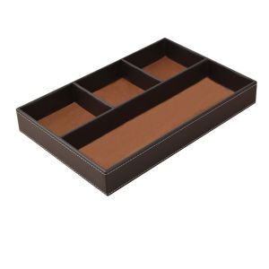 Plateau de service en cuir (marron) - Neuf