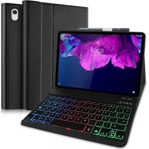 Étui Avec Clavier Pour Lenovo Tab P11 Et P11 Plus Tb-J606/Tb-J607 Espagnol Ñ Rétroéclairé Clavier Sans Fil Amovible Clavier Avec Slimshell Étui Protecteur Noir - Neuf