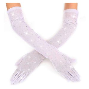 Strass Pure Coude Longueur Des Gants Pour Le Bal De Mari&eacute;e V&ecirc;tements De Soir&eacute;e, Mousseux Mesh Blanc Ou Noir, Options De Couleur - Neuf