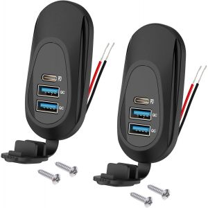 Chargeur Usb Pour Voiture, Double Prise Usb Qc3.0 A Et Pd3.0 Type C, Adaptateur De Charge 12V Pour Bateau, Camion, 2Pcs - Neuf