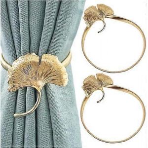 Embrasses de rideaux extensibles en m&eacute;tal (38 cm, lot de 2) avec cordon &agrave; ressort, boucles cr&eacute;atives pour la d&eacute;coration int&eacute;rieure (feuille d'or) - Neuf