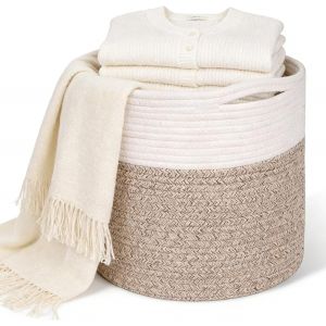 MEVRONISSHOP-Panier &agrave; Linge Tress&eacute; en Coton Avec Poign&eacute;es, Panier de Rangement Pour Buanderie, Panier &agrave; Linge Tress&eacute;, Organisateur De Linge, Pour Chambre D'enfant, Salle De Bain, 30 X 30 CM - Neuf